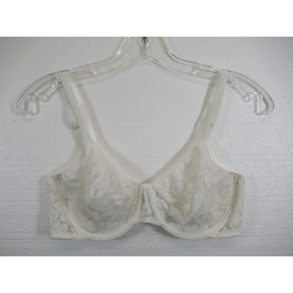 Vintage Warners Lace Kisses Unlined Mesh Bra 38C White Underwire 02599